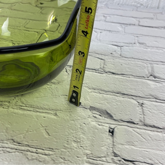 Vintage Anchor Hocking Avocado Green Folded Glass Serving Bowl - Picture 6 of 6